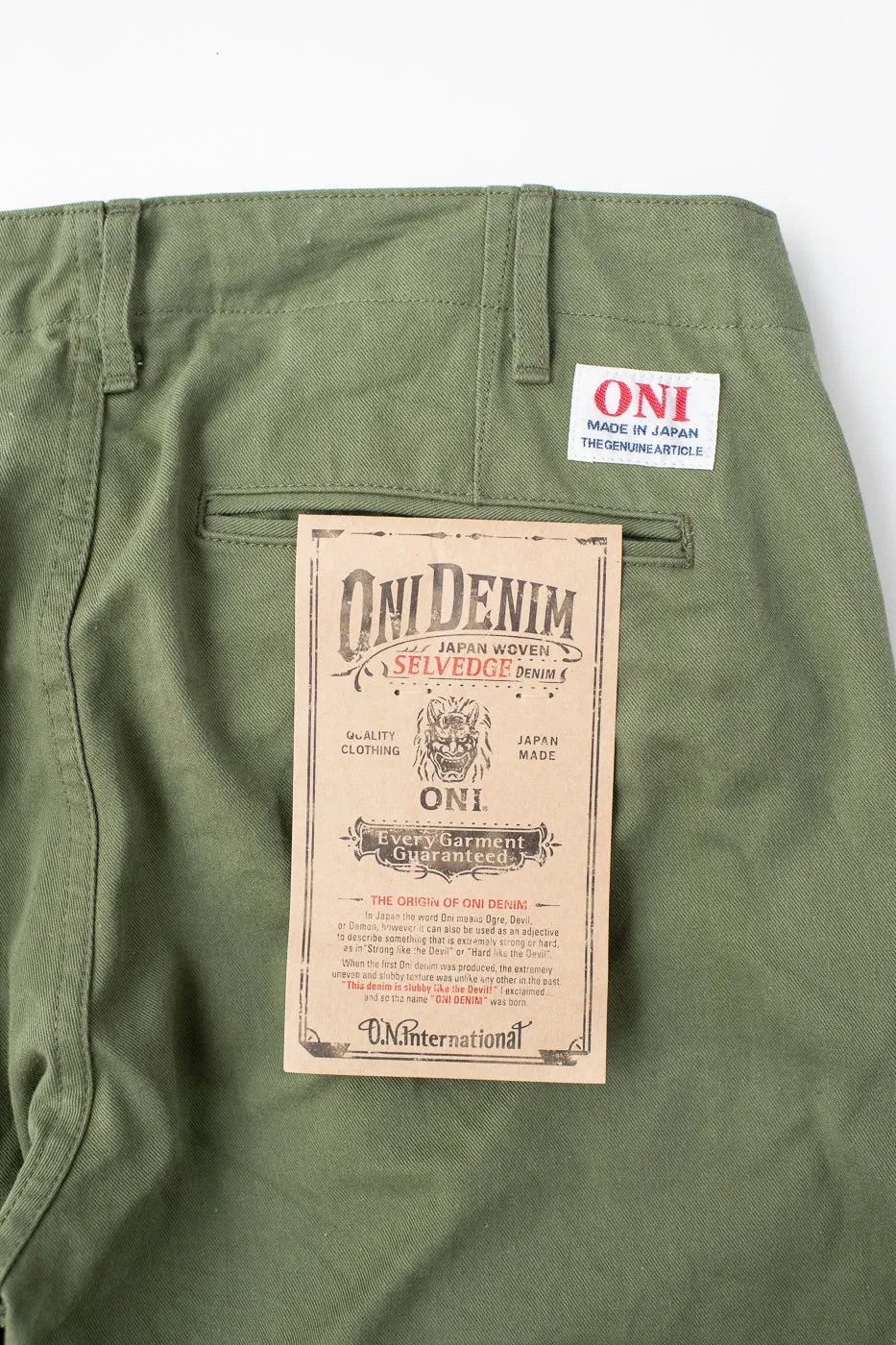 737-SVC-LOL - 9.5oz Selvedge Chino Trouser Light Olive - Relaxed Straight