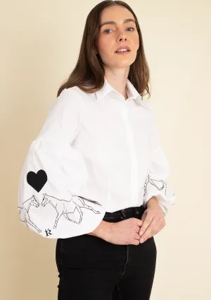 Annie Love Shirt Embroidered | White & Black