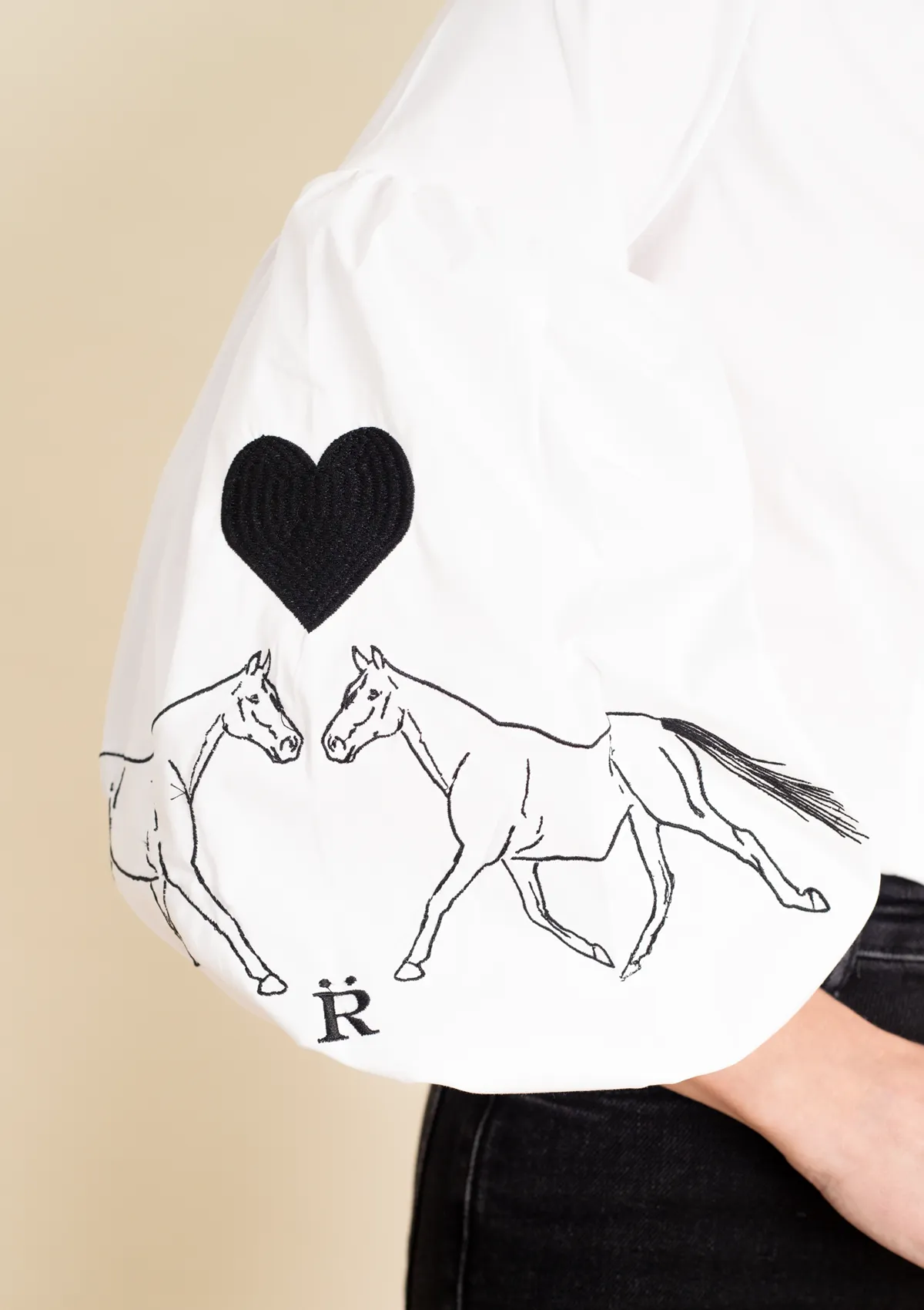 Annie Love Shirt Embroidered | White & Black