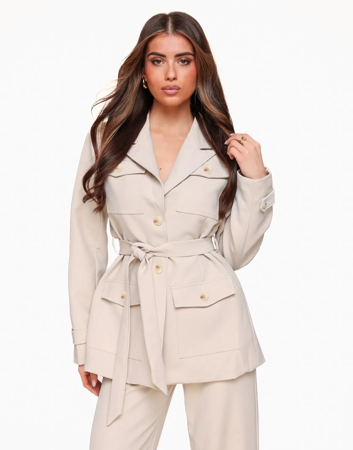 Beige Casual Wikkel - Blazer