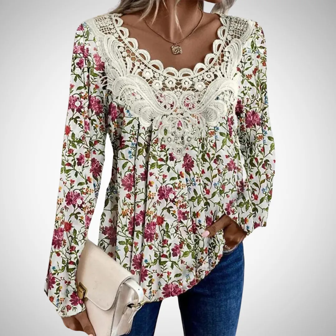 Debora Lace Collar Long Sleeve Blouse