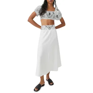 Free People Womens Cotton Puff Sleeve Cropped