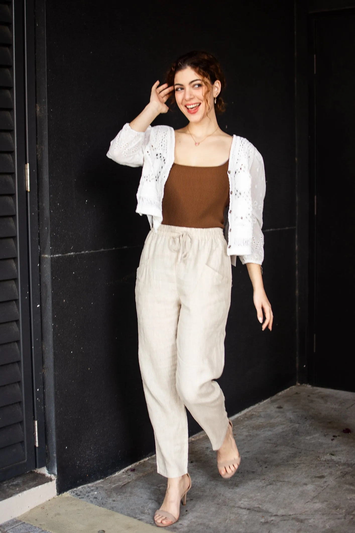 Fria Linen Side Pocket Relaxed Pant Black 8