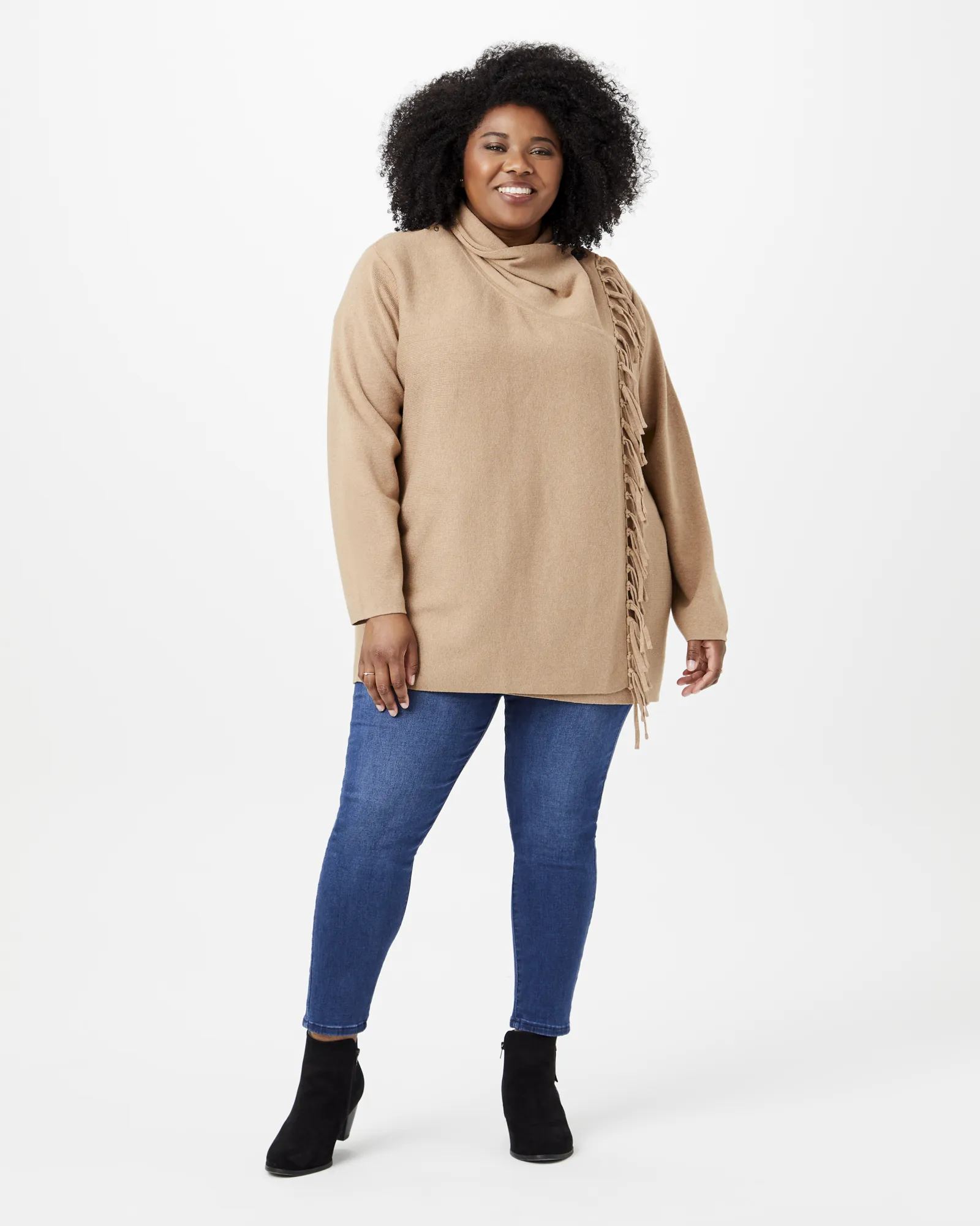 Haylee Fringe Sweater Cardigan | Brown