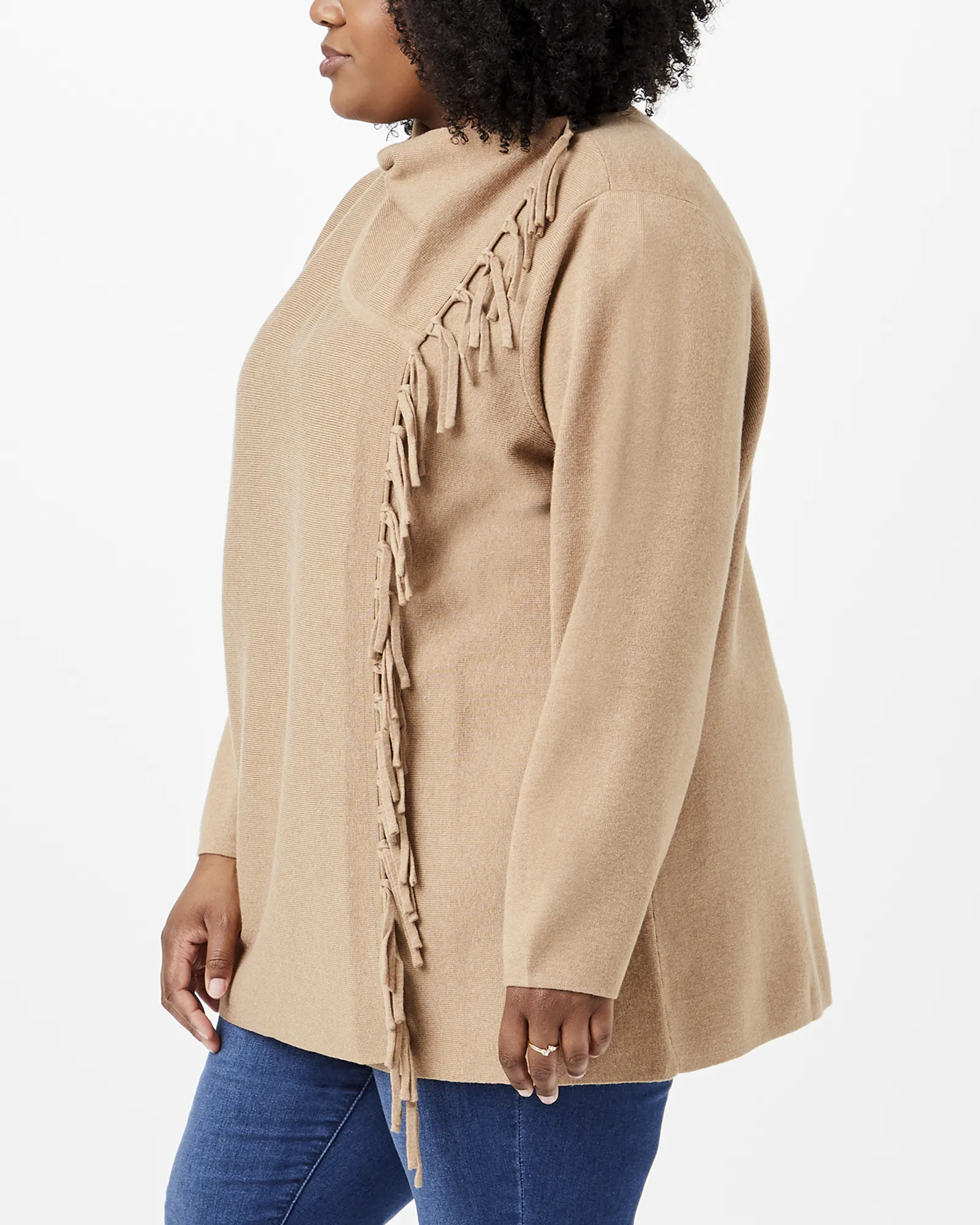 Haylee Fringe Sweater Cardigan | Brown