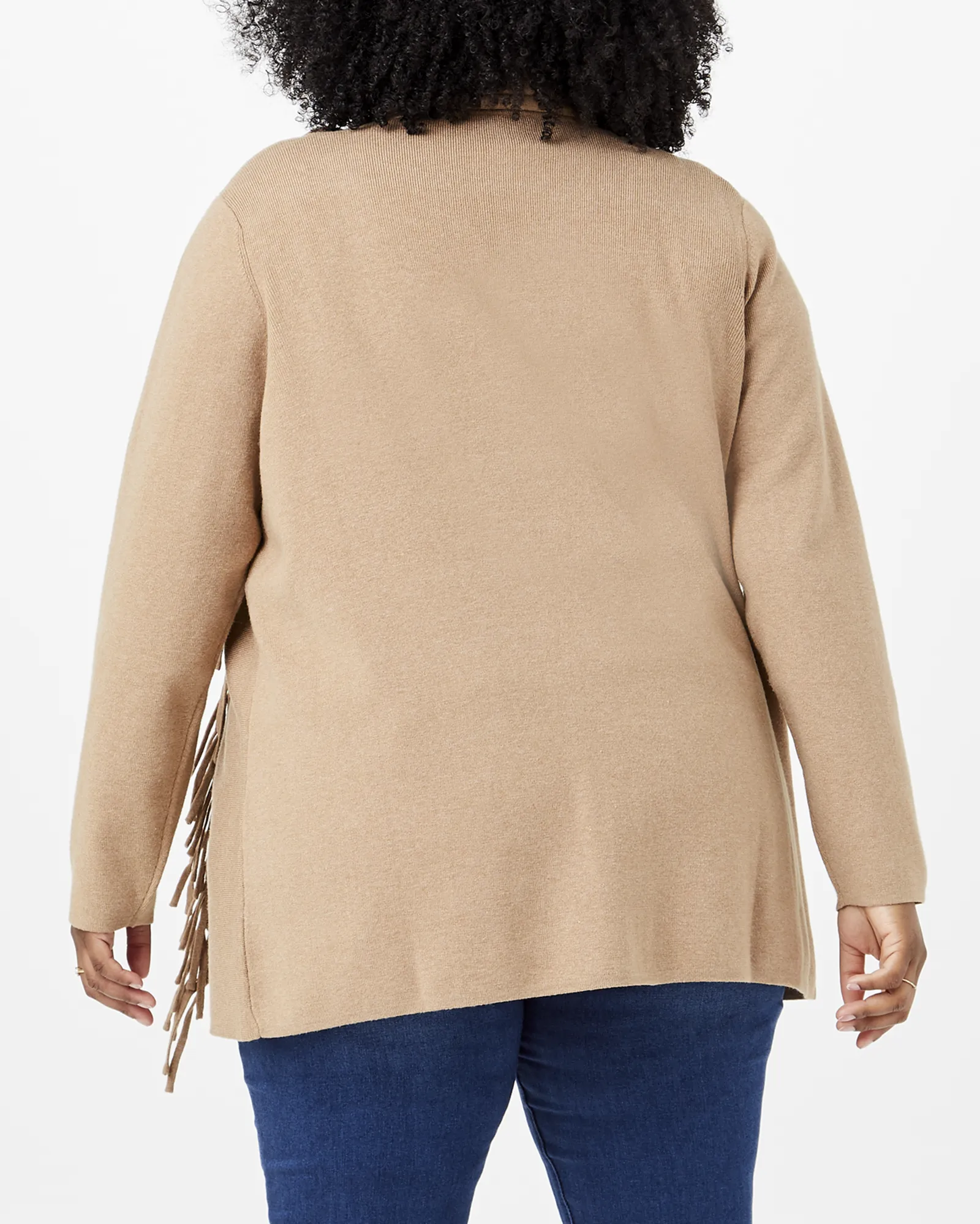 Haylee Fringe Sweater Cardigan | Brown