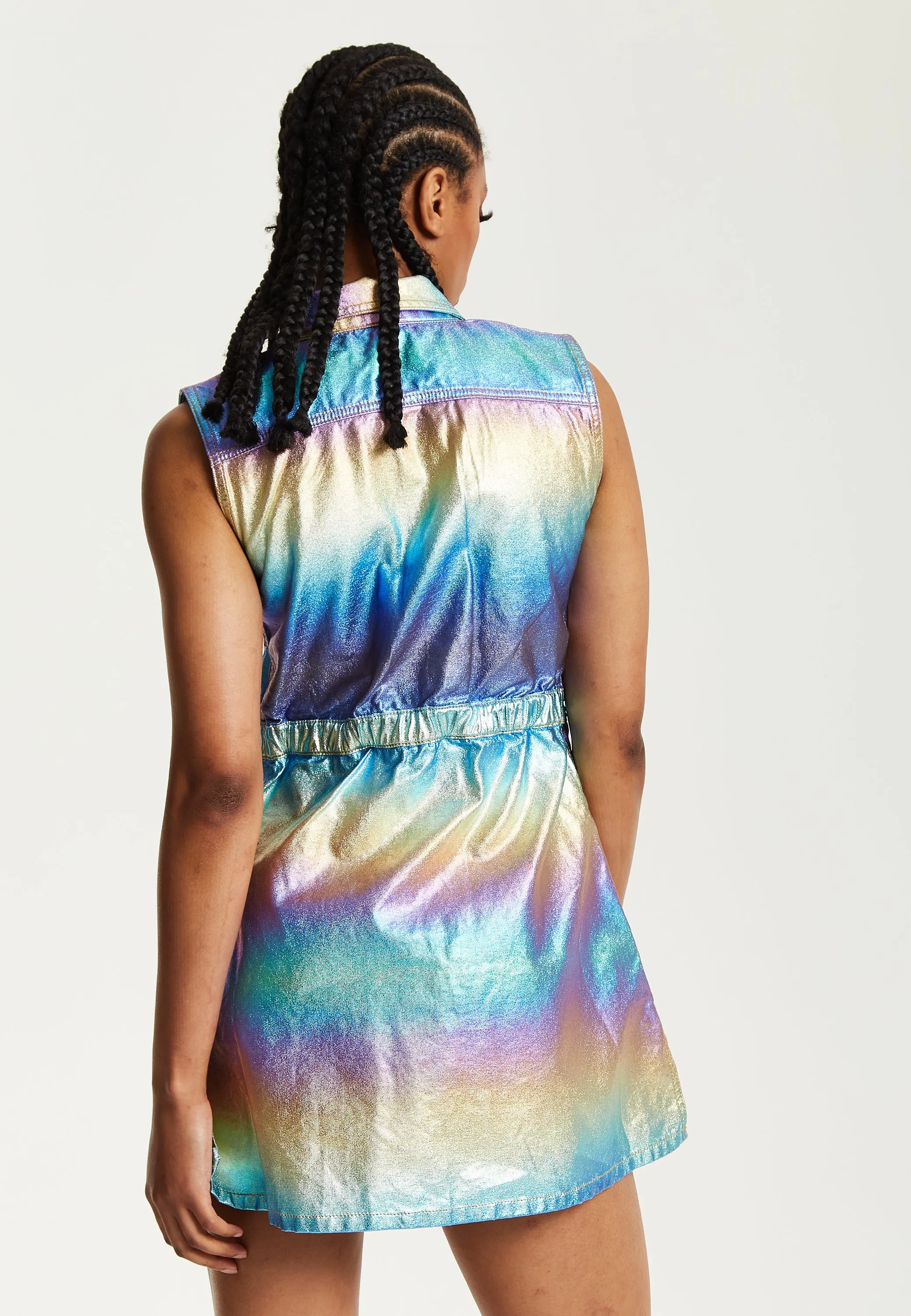 House Of Holland Metallic Rainbow Mini Dress
