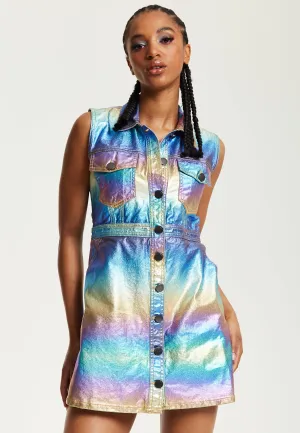 House Of Holland Metallic Rainbow Mini Dress