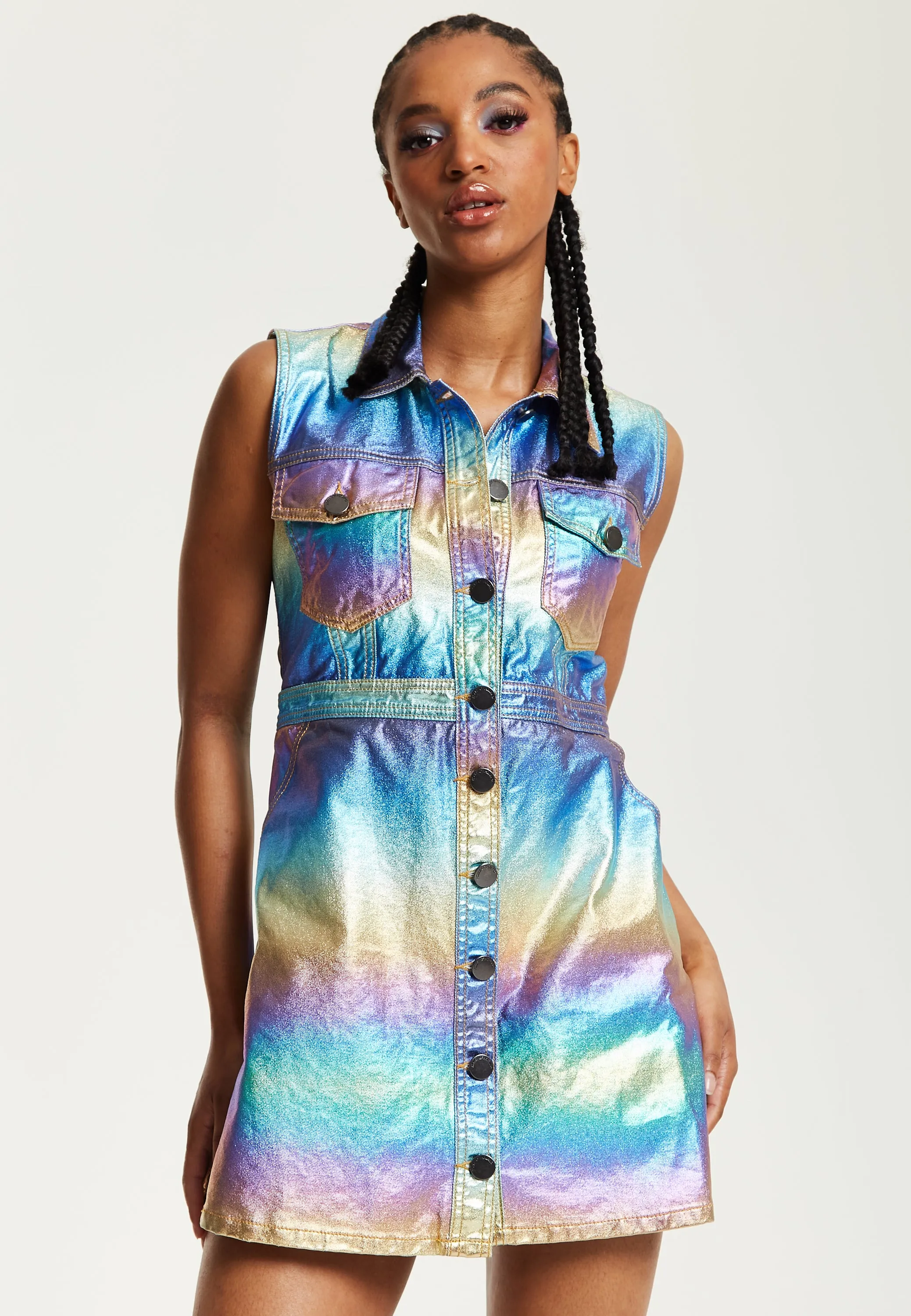 House Of Holland Metallic Rainbow Mini Dress