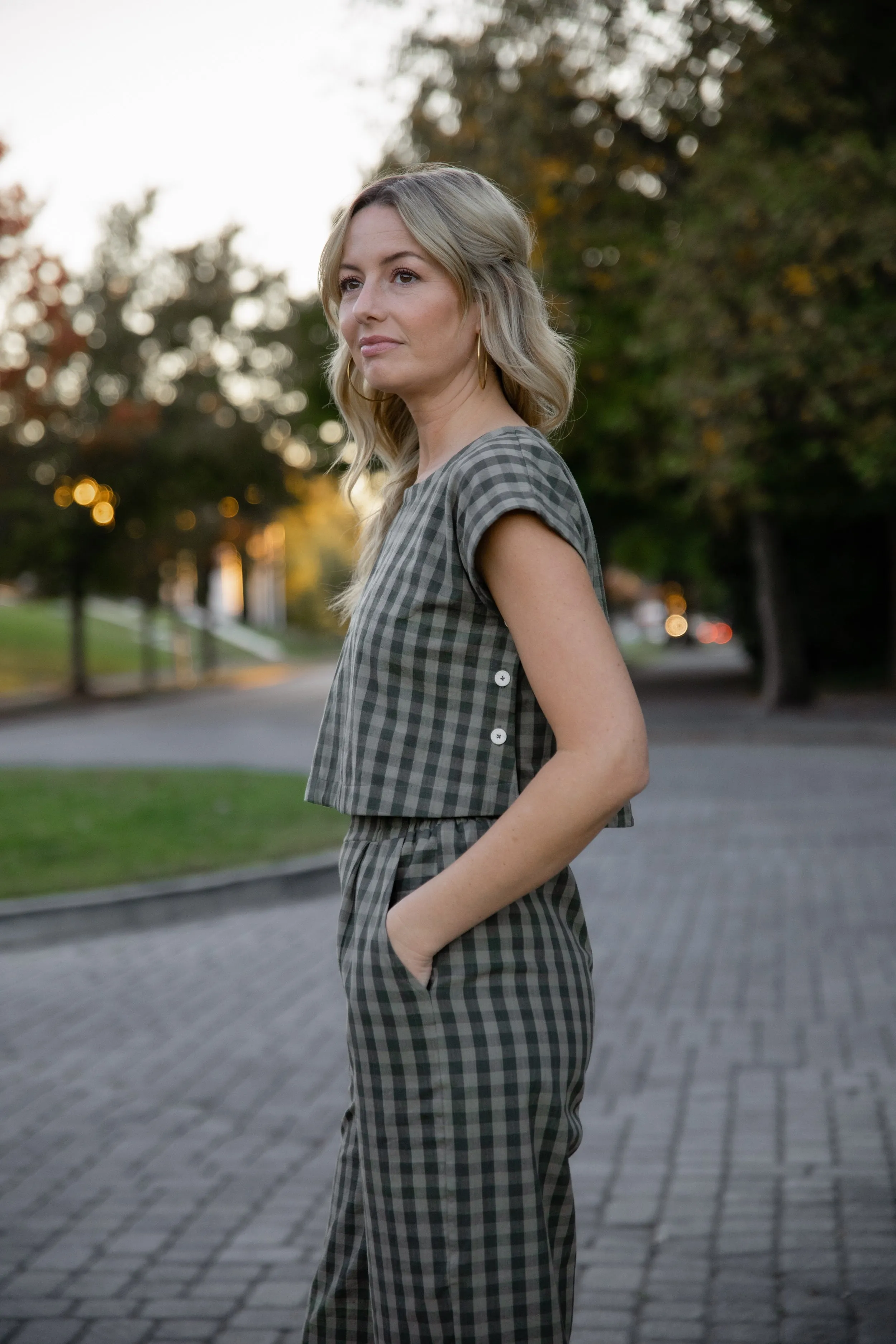 Katie Handwoven Cotton Set in Black and White Gingham