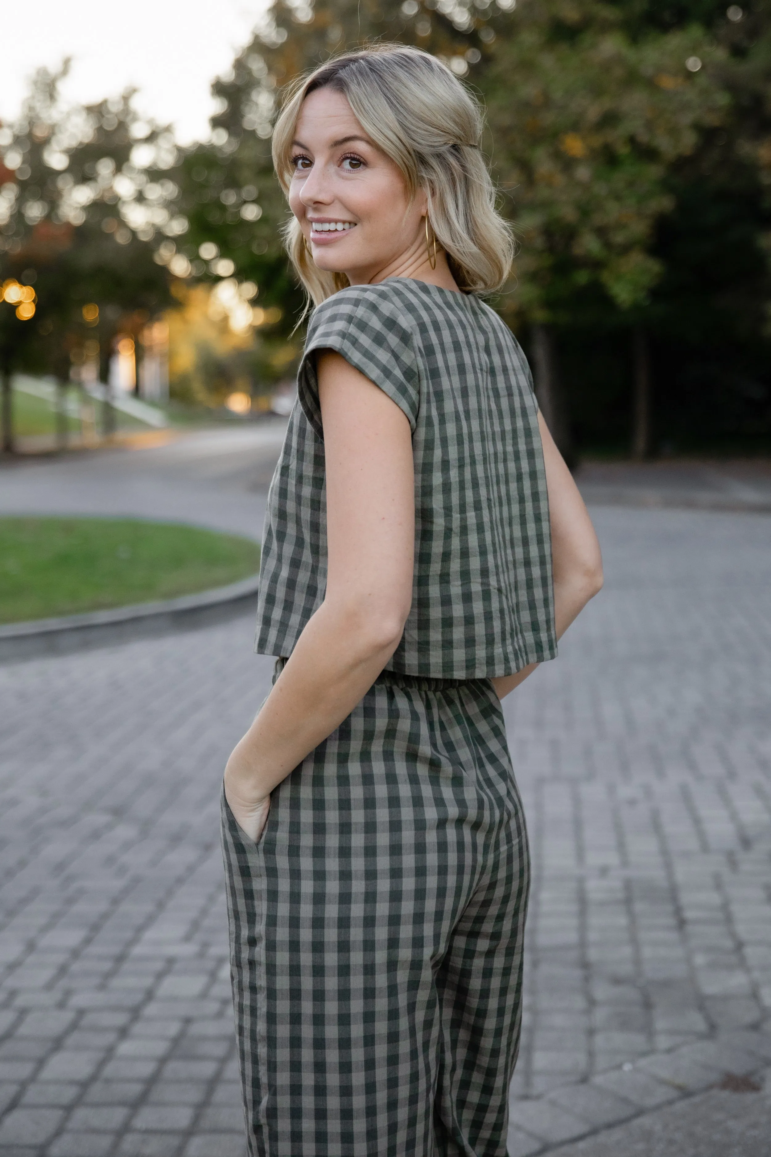 Katie Handwoven Cotton Set in Black and White Gingham