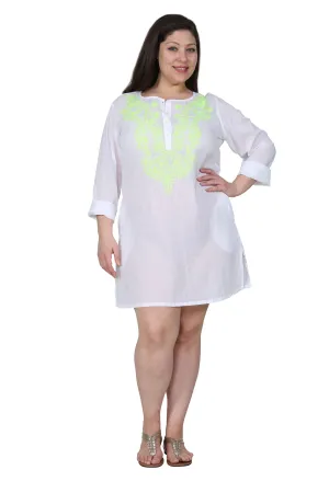 La Cera Plus Size Long Sleeve Button Front Cover Up
