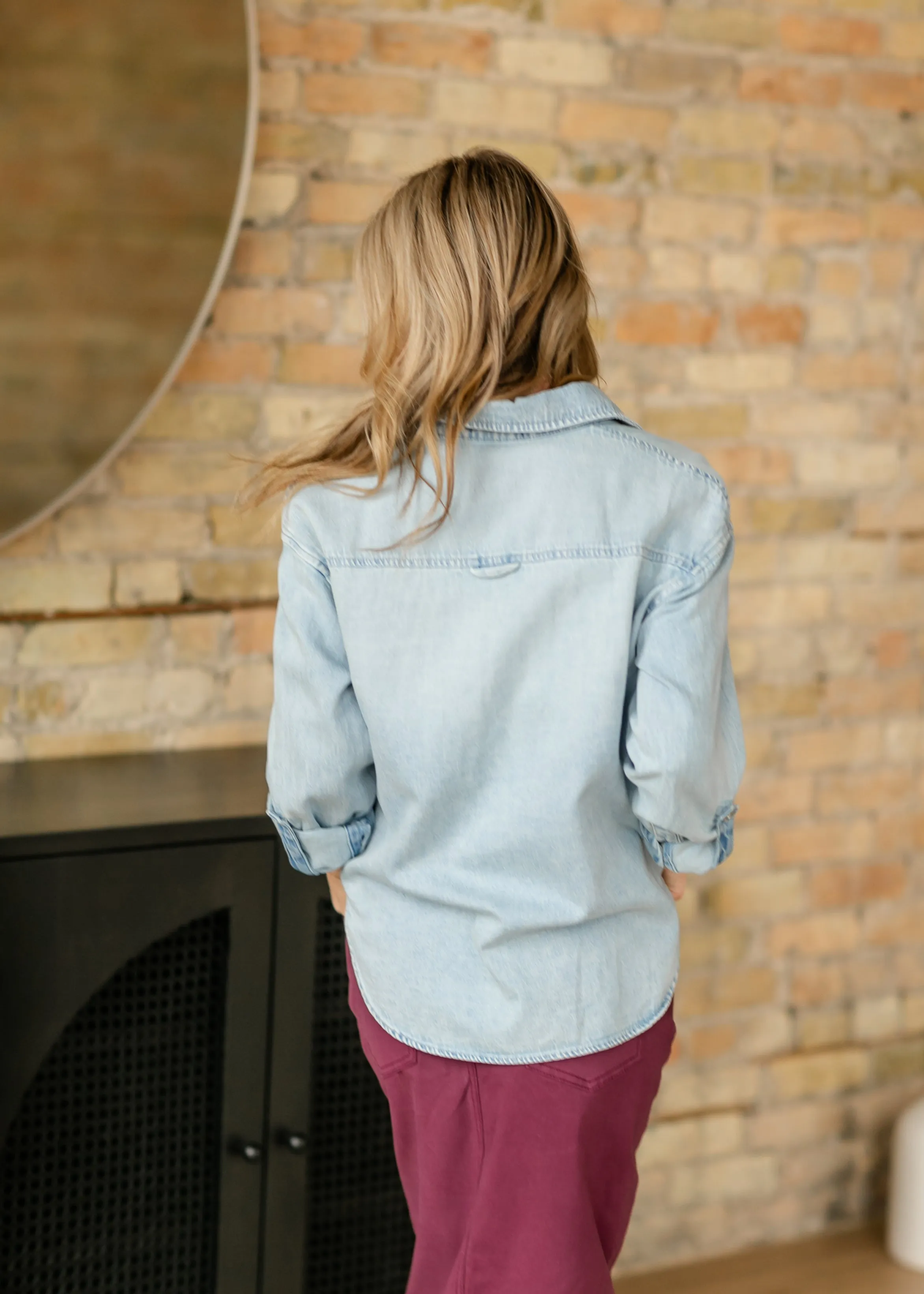 Leighton Linen Blend Long Sleeve Button Up Top