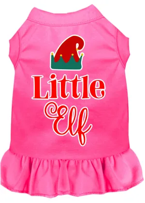 Little Elf Screen Print Dog Dress Bright Pink Xl