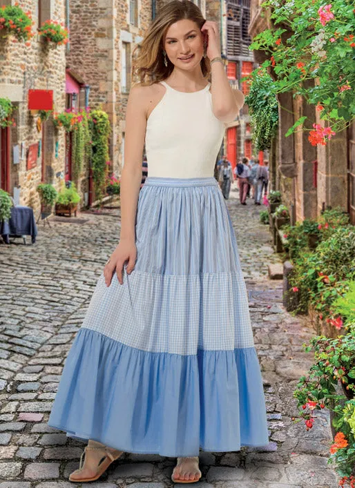 M8066 #PosieMcCalls - Misses' Pull-On Gathered Skirts with Tier and Length Variations
