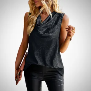 Natalia Sleeveless Scarf Collar Top