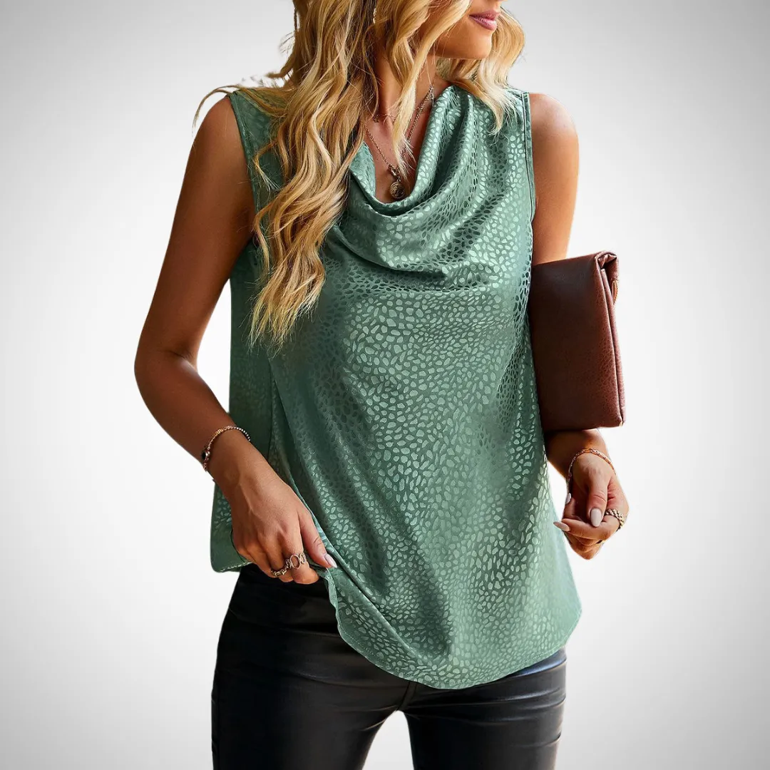 Natalia Sleeveless Scarf Collar Top