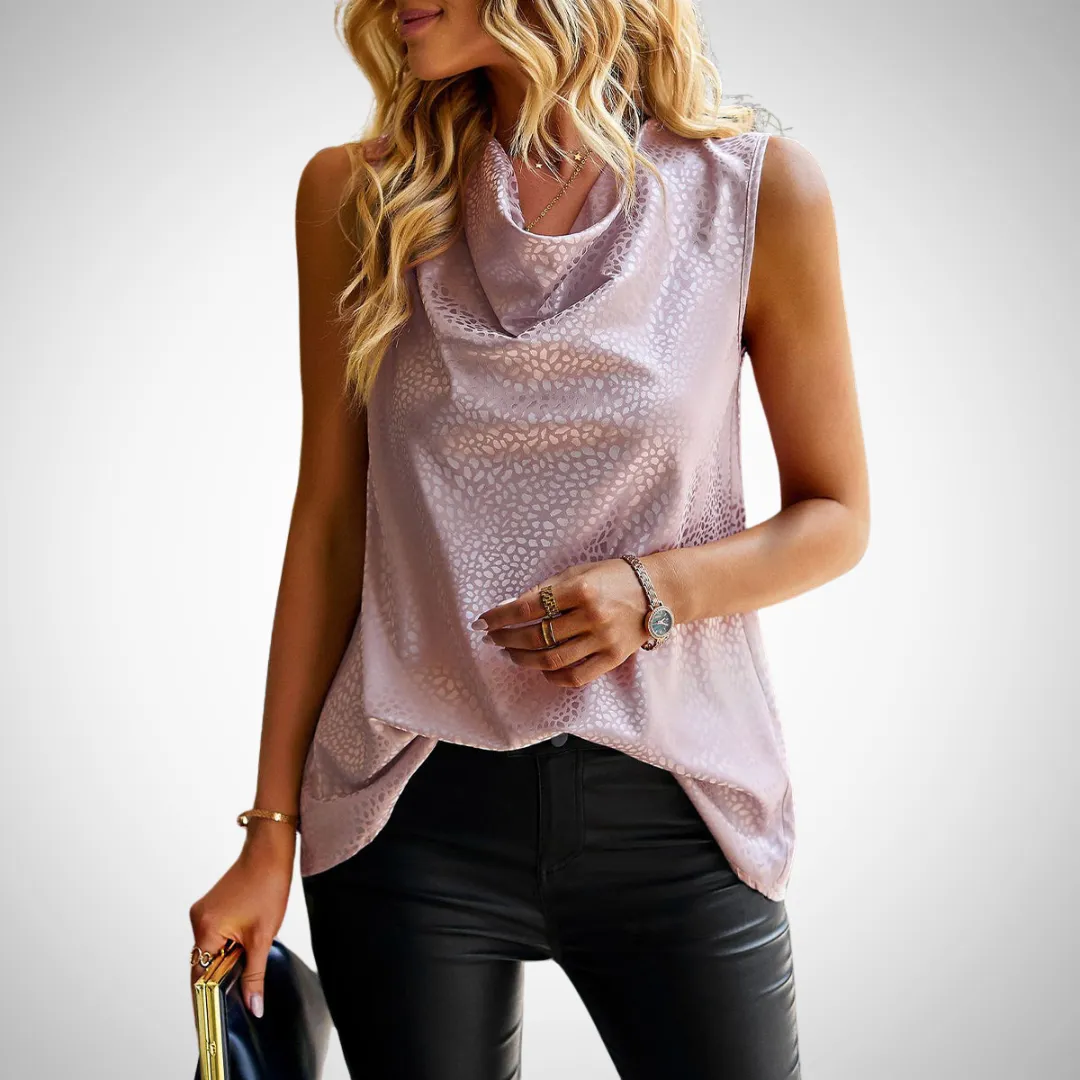 Natalia Sleeveless Scarf Collar Top