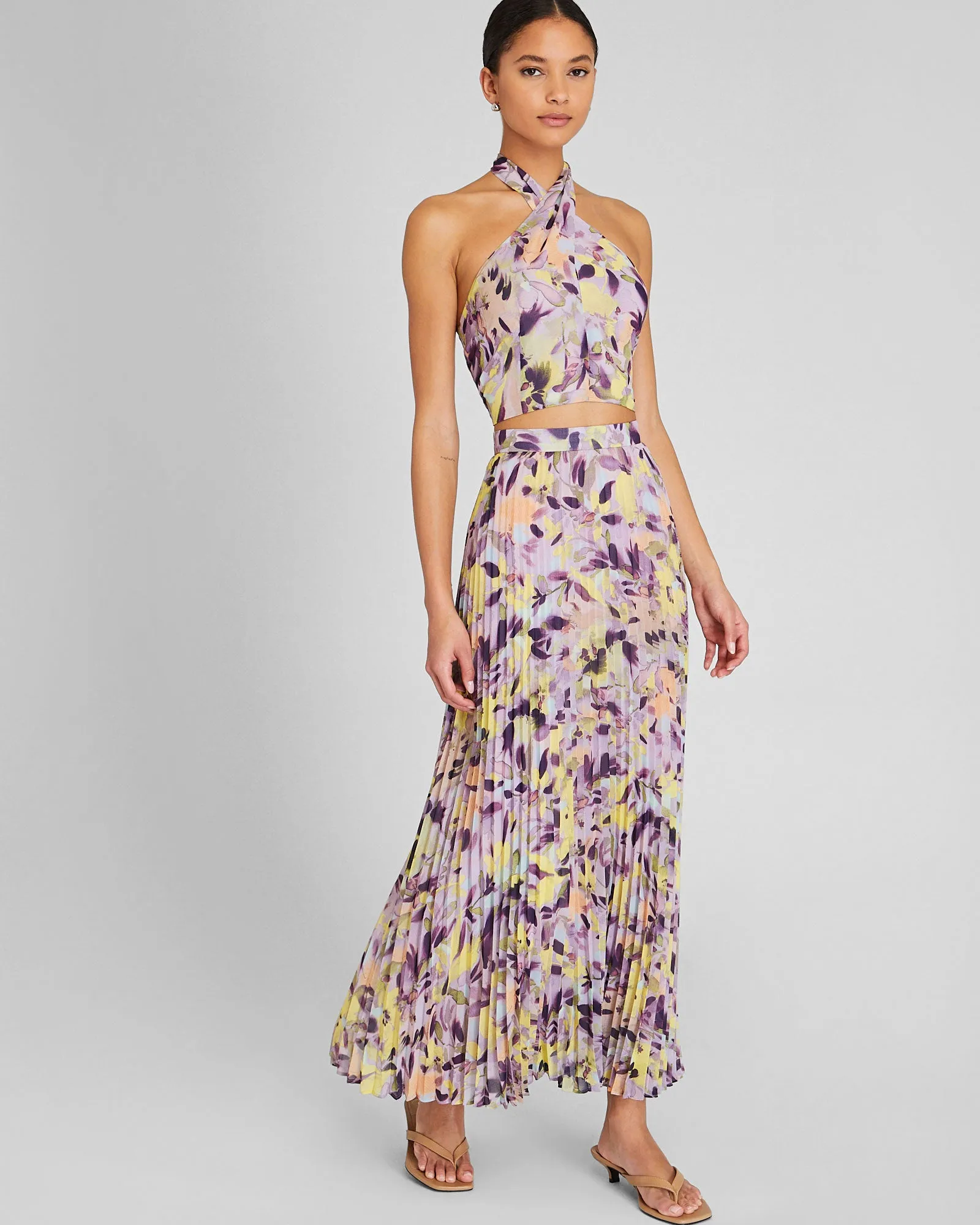 Print Paneled Maxi Skirt