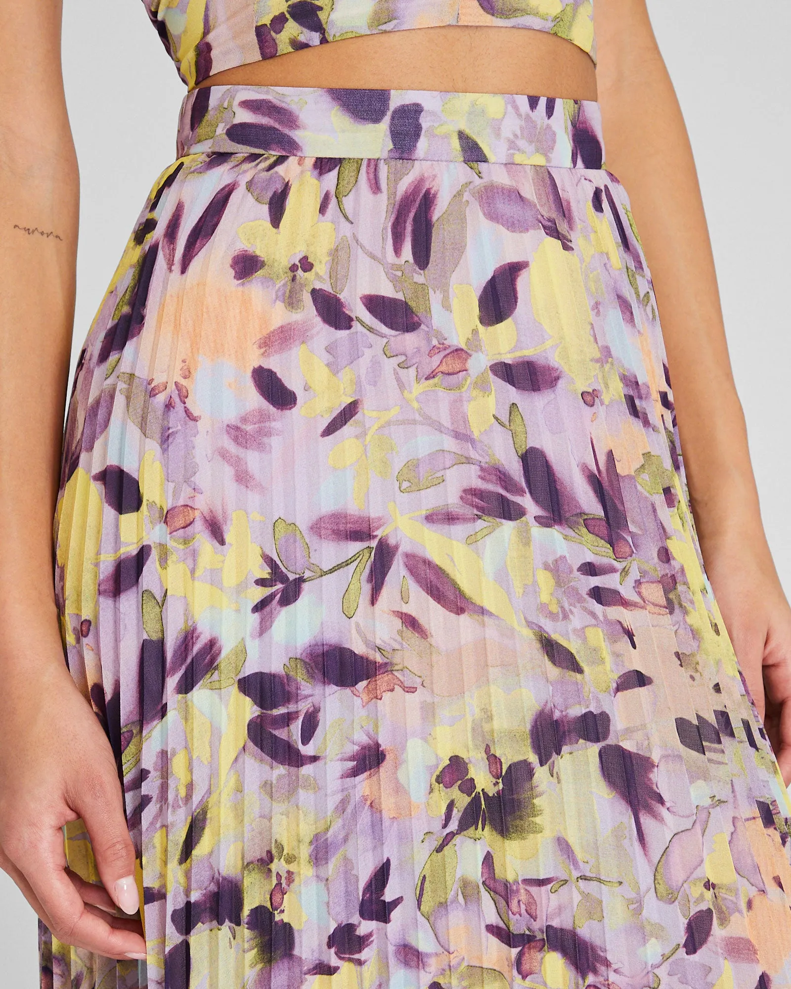 Print Paneled Maxi Skirt
