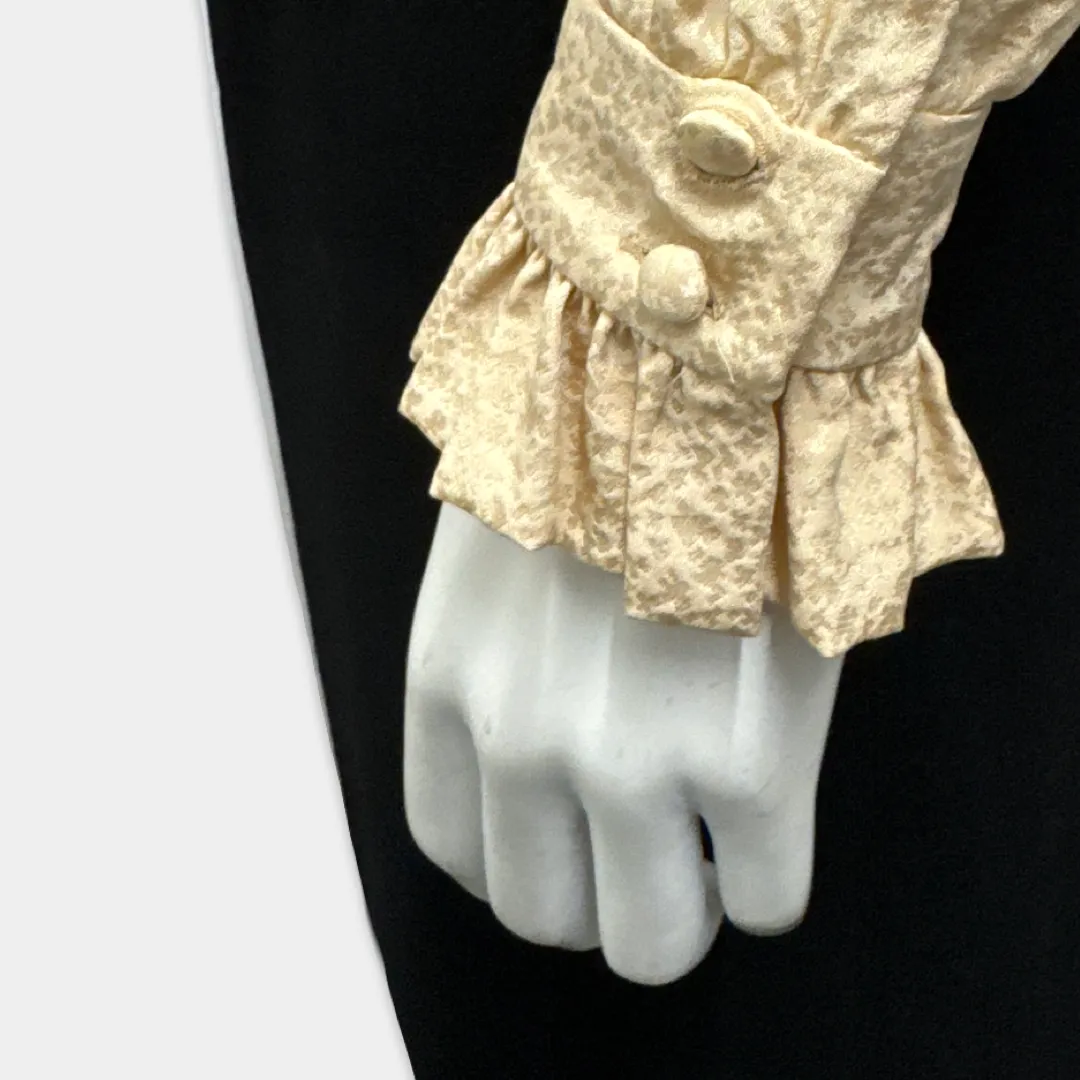 Saint Laurent Women's Beige Silk Blouse With Lace and Ruffles