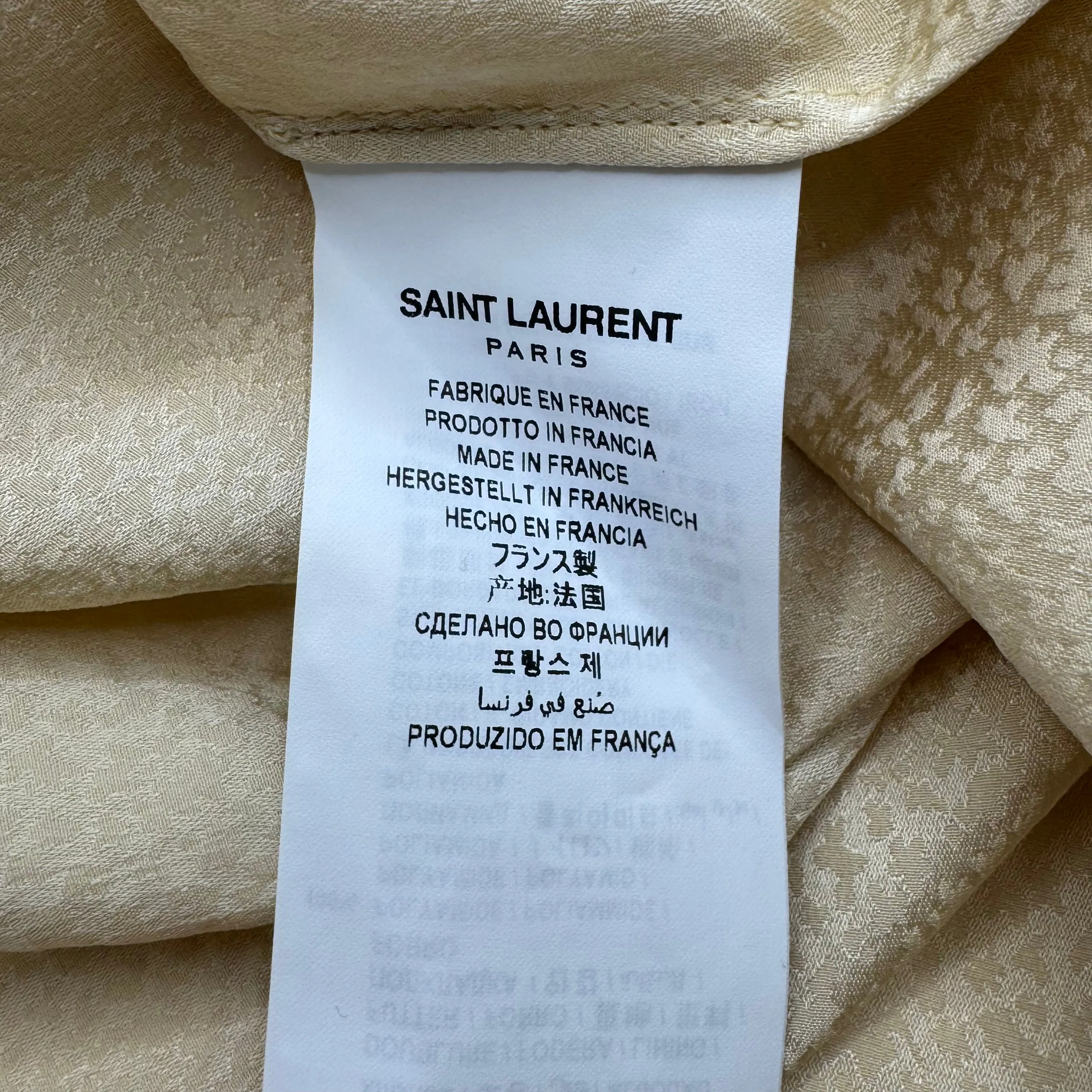 Saint Laurent Women's Beige Silk Blouse With Lace and Ruffles