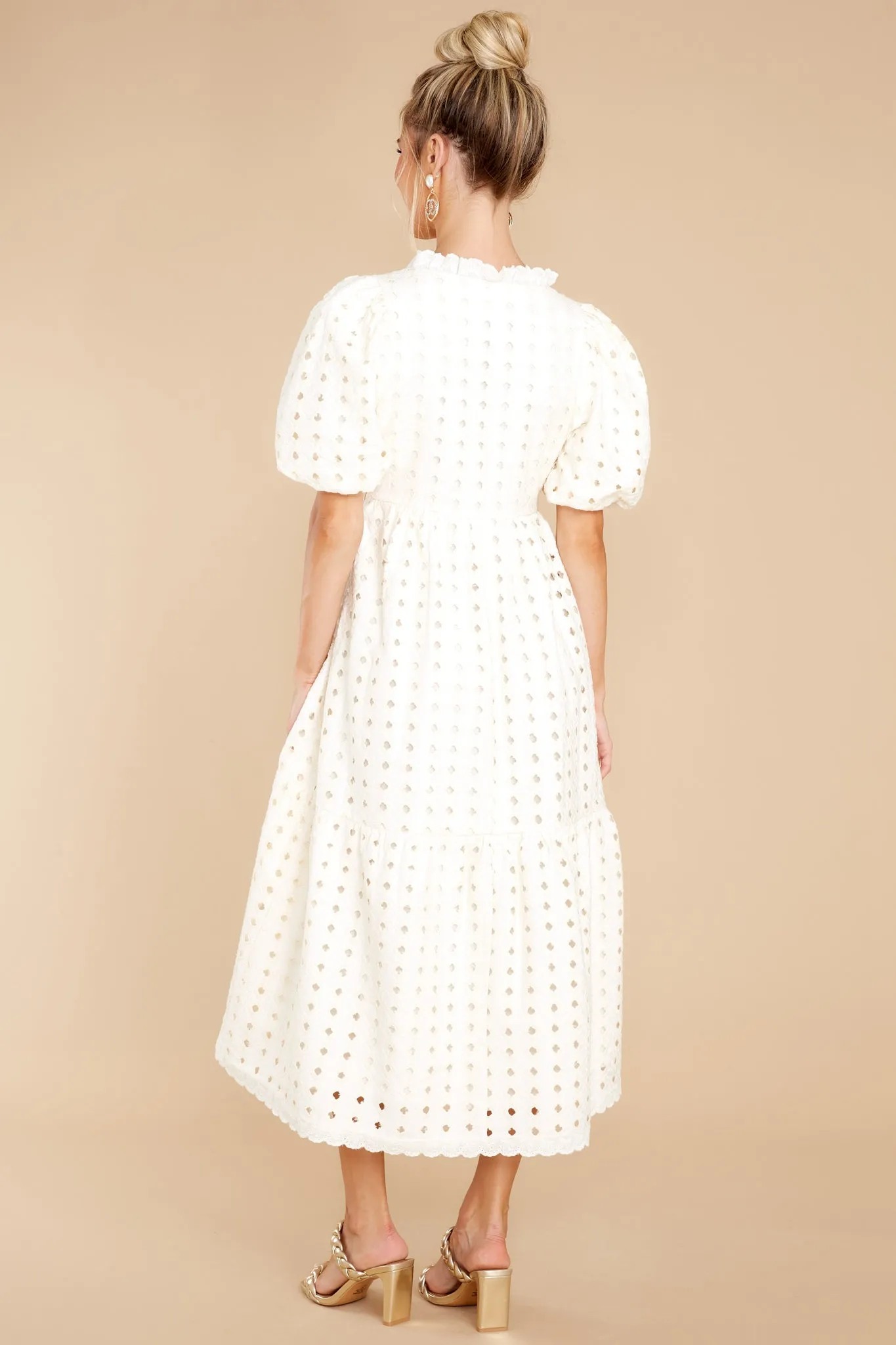 True To You Ivory Eyelet Midi Dress