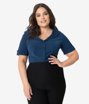 Unique Vintage Plus Size Navy Blue Coco Top