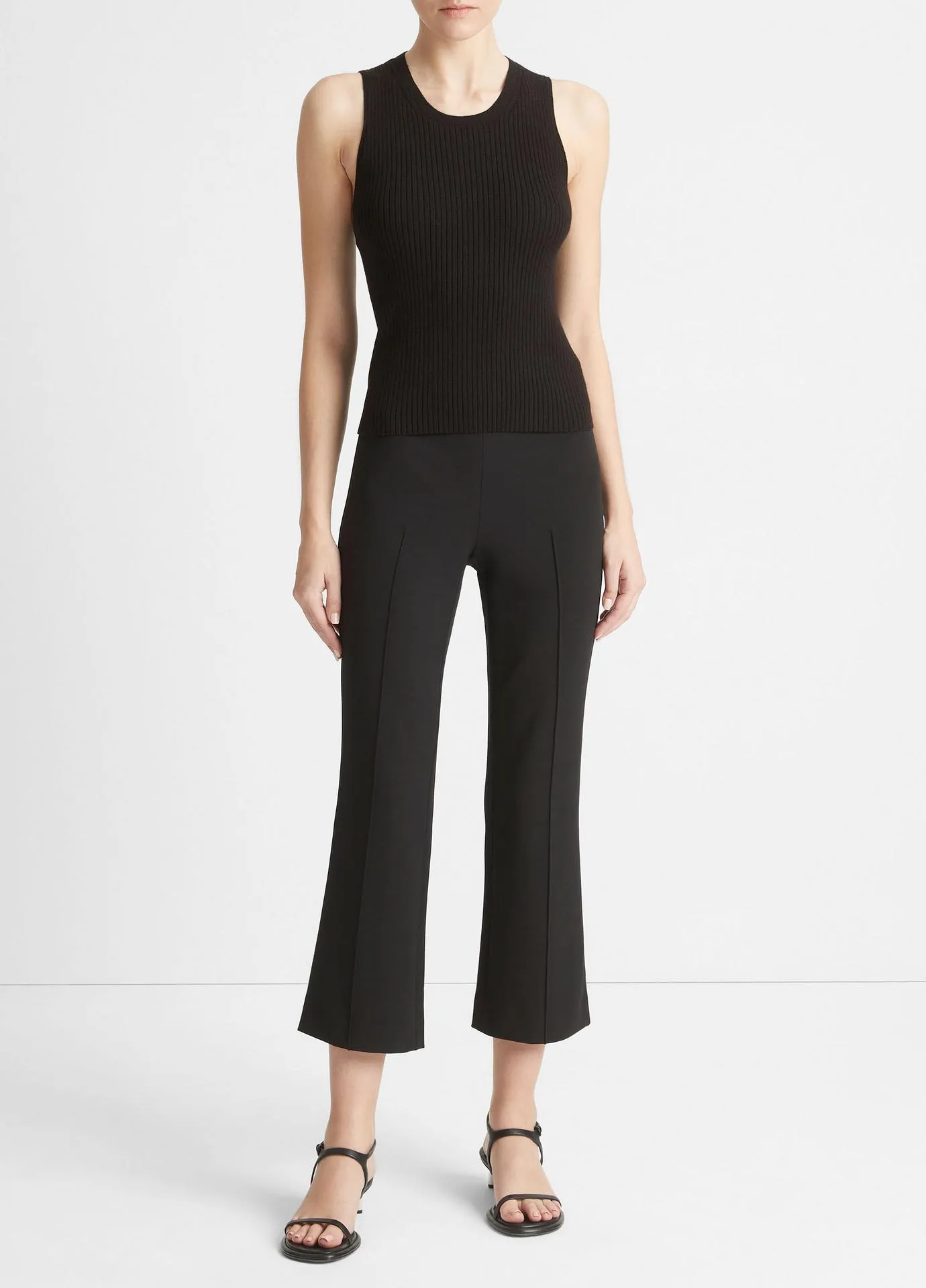 VINCE RIBBED TANK TOP BLACK