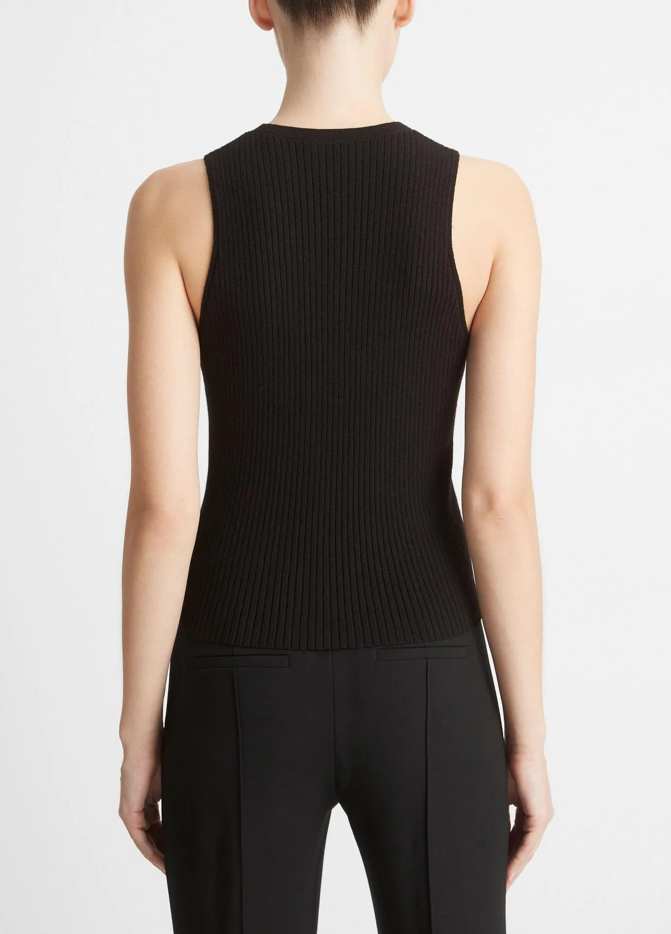 VINCE RIBBED TANK TOP BLACK