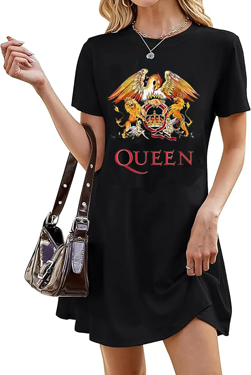 Vintage Rock Country Music Dress for Women Rock Concert Band Graphic Tshirt Casual Letter Print Short Dress