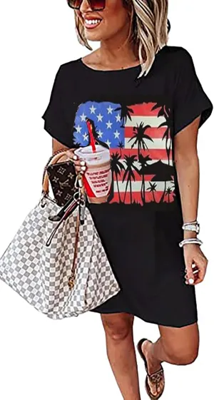Vintage Rock Country Music Dress for Women Rock Concert Band Graphic Tshirt Casual Letter Print Short Dress