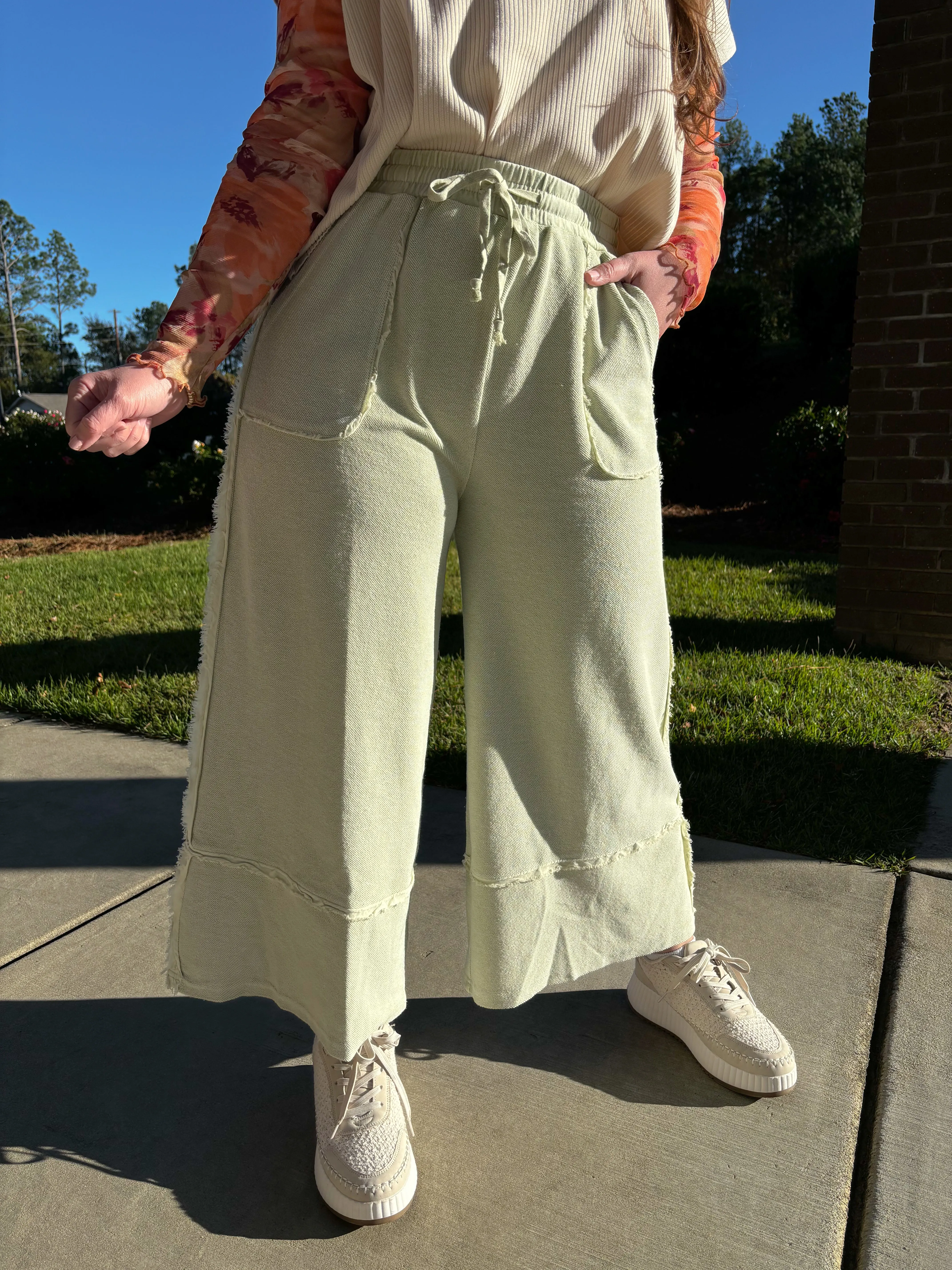 Washed Sage Flare Sweatpants