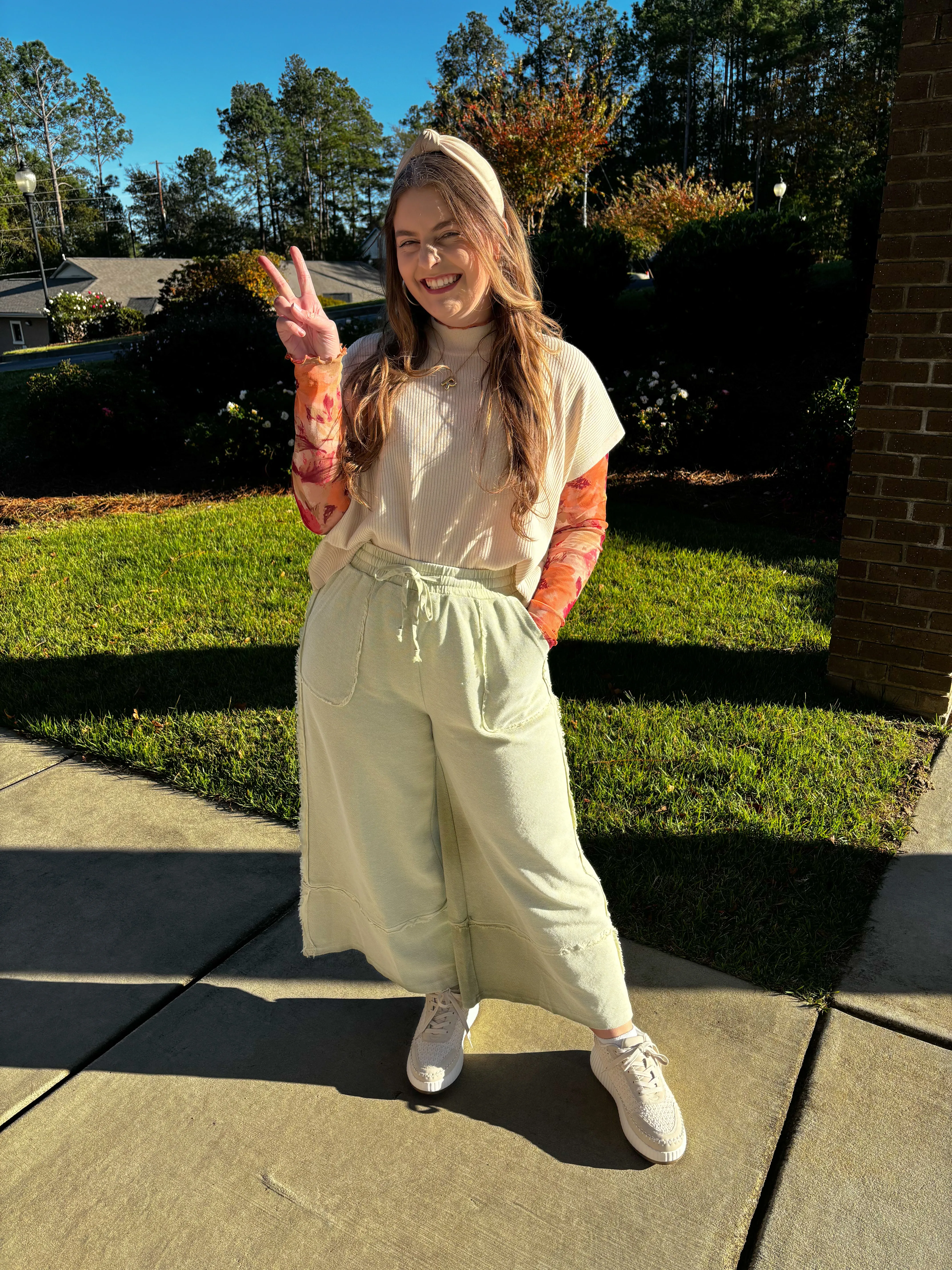 Washed Sage Flare Sweatpants