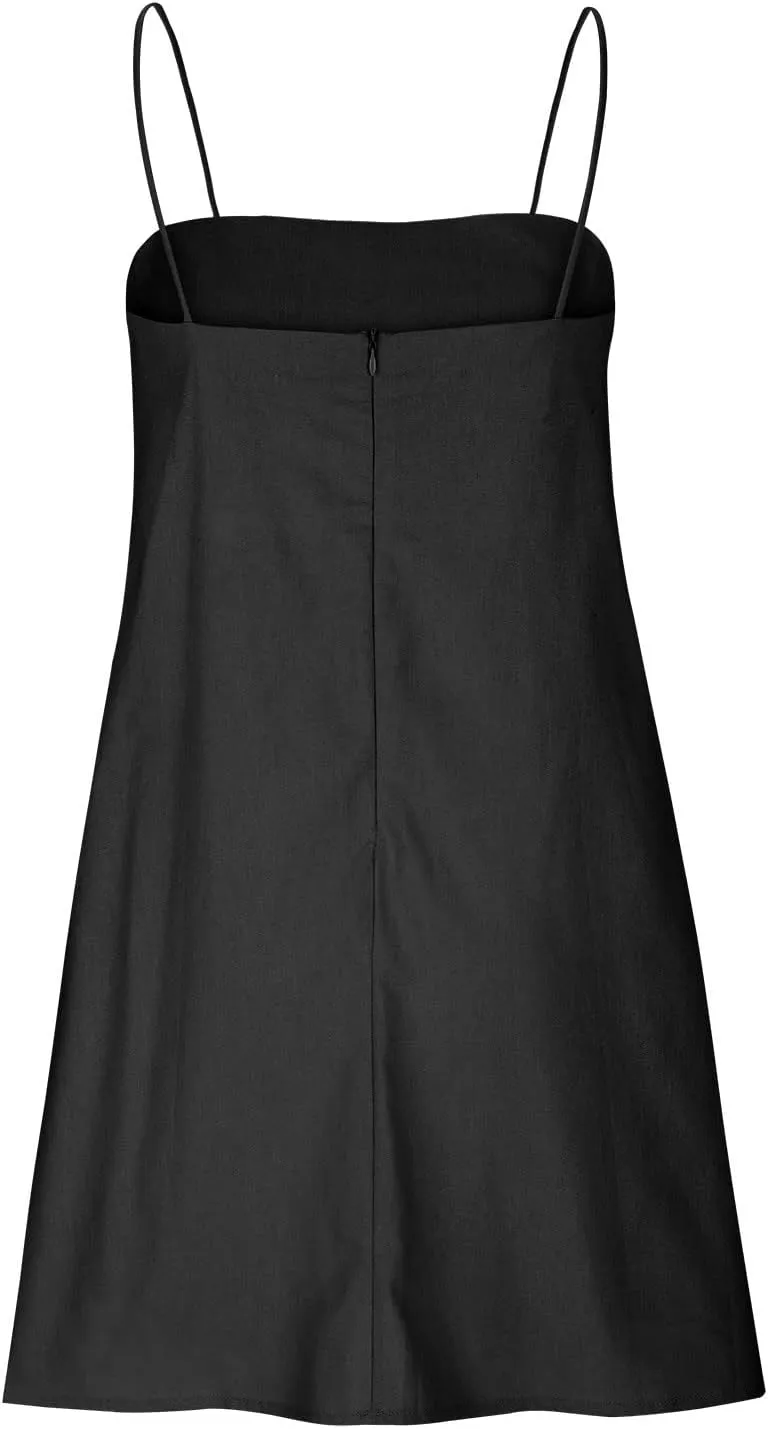 Women Linen Mini Dress Spaghetti Strap Summer Dress Casual Loose Sundress Short Cami Dress Beach Party Sun Dress