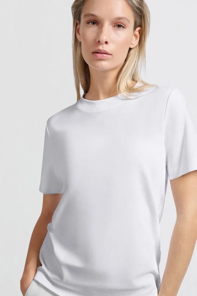 YAYA - Top Short Sleeve Round Neck Relaxed Fit Pure White