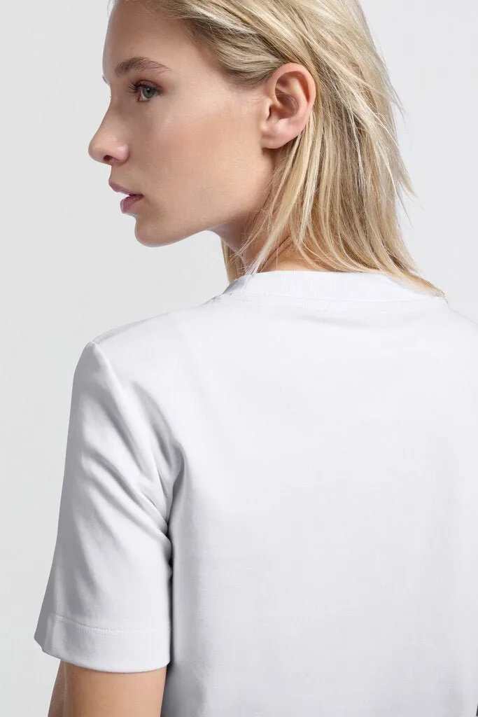 YAYA - Top Short Sleeve Round Neck Relaxed Fit Pure White