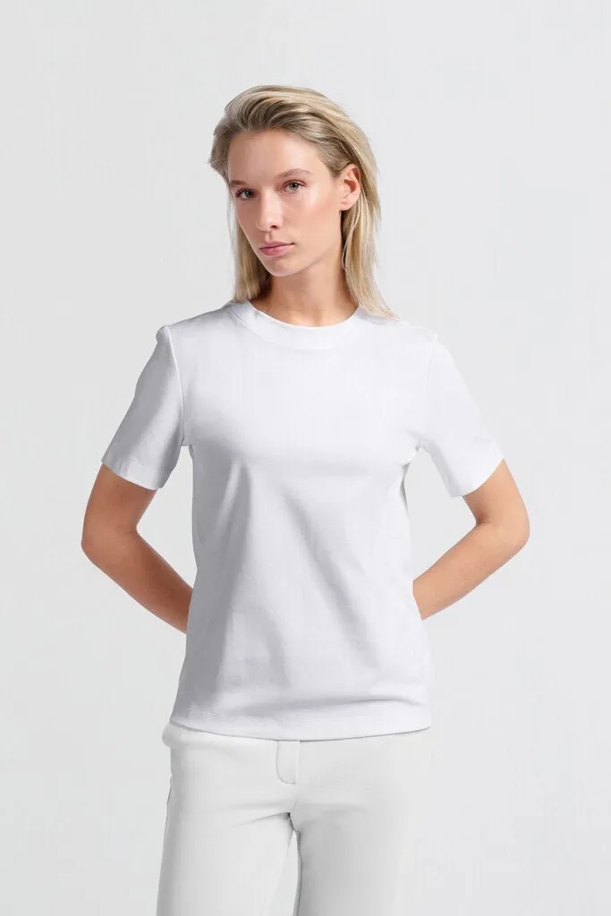 YAYA - Top Short Sleeve Round Neck Relaxed Fit Pure White